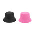 A black and a pink bucket hat with a card pocket, featuring a classic bucket shape and soft fabric.