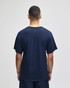 A navy blue Champion Adult Jersey Short Sleeve T-Shirt featuring a logo, viewed from the back.