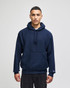 A navy blue Champion Reverse Weave® adult pullover hooded sweatshirt with a front pocket and hood.