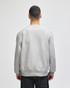 A grey Champion Reverse Weave® adult crew sweatshirt viewed from the back, featuring a simple design and a logo.