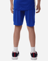 Men's performance shorts in vibrant blue, featuring an elastic waistband and a branding logo.