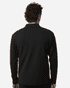 A black men's stretch fleece 1/4 zip jacket, viewed from the back, featuring a simple design and a logo.