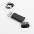 A USB data blocker in black with a USB-A connector on one end and a USB-C port on the other. Features a logo.
