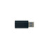 A USB data blocker in black and silver, featuring a USB-A and USB-C connector.