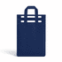 A navy insulated reusable bag with multiple handles and a simple design, featuring a logo on the front.