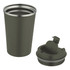 A drink bottle featuring a double wall vacuum design in olive green with a removable lid and spout.