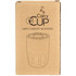 A brown cardboard box containing a vacuum coffee cup with a ceramic liner. The packaging features a logo.