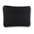 A black neoprene cosmetic bag featuring a simple, padded design. It has a logo on one side.