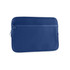 A blue neoprene laptop sleeve with a zippered pocket on the front and a smooth, padded exterior.