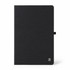 A black A5 smart notebook featuring an NFC logo, with a sleek cover and a tag closure.