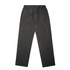 A pair of faded cuffless track pants in dark grey, featuring an elastic waistband and a minimal design.