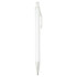 A recycled aluminium ballpoint pen in white, featuring a transparent grip section and a clip. It has a logo on its surface.
