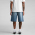 Denim shorts in light blue with a relaxed fit, featuring a plain back design and a branded logo.