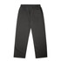 Cuffless track pants in dark grey with a back pocket and an elastic waistband. Features branding on the fabric.
