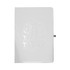 A white recycled journal featuring a subtle embossed design and a logo, ideal for office or business use.
