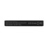 A solid black power bank with a compact design, featuring a logo and technical specifications on one side.