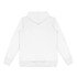 A white zipped hoodie featuring a hood and long sleeves, with a small logo on the back.
