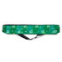 A green cooler sling bag featuring a pattern design and a shoulder strap, with a logo present.