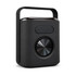 A black Hudson Bluetooth speaker with a rounded handle and a large central dial for volume control.