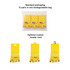 A biodegradable bag containing three pairs of bright yellow ankle custom toe socks with a fruity design.