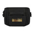 A compact black cooler bag with a handle and a logo, designed for storing food and beverages.