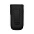 A black fabric pouch with a textured surface and a belt loop on the back.