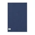 A medium cotton tea towel in navy blue with stitched edges and a small tag. It has a simple design and a logo.