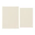 Two cotton tea towels in a light beige colour, one larger and one smaller, both featuring a brand logo.