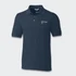 A navy blue polo shirt featuring a logo on the chest and a classic collar design.