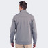 A men's half zip jacket in grey, featuring a collar and back detailing. Includes a logo on the garment.