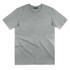 A grey women's T-shirt with a round neckline and short sleeves, featuring a logo.