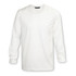 A white long sleeve crew shirt with a simple design and a logo on the front.