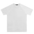 A white men's sports T-shirt with a raglan sleeve design and a branding logo.