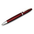 A metal pen in a deep red finish with silver accents and a clip, featuring a sleek, modern design.