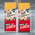 Two vertical pull-up banners featuring autumn-themed designs with floral patterns in warm colours of orange, red, and yellow.