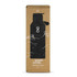 A drink bottle in obsidian black, packaged in a brown box with a logo and wave designs.