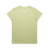 A light green T-shirt with a round neckline and short sleeves, featuring a logo.