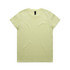 A light yellow T-shirt with a round neckline and short sleeves, featuring a branding label.