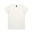 A plain white T-shirt with a round neckline and short sleeves. The shirt features a logo on the label.