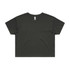 A dark green crop tee with a classic crew neckline and short sleeves, featuring a logo on the label.