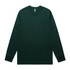 A long-sleeve T-shirt in dark green with a simple design and branding on the label.