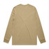A beige long sleeve t-shirt with a plain back and fitted cuffs, featuring a branding logo.
