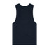 A navy singlet with a relaxed fit and no visible branding. The back view highlights its simple design.