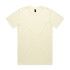A plain yellow t-shirt featuring a crew neckline and short sleeves, with a logo at the neckline.