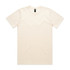 A cream-coloured classic t-shirt with a round neck and short sleeves, featuring a logo.
