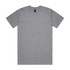 A grey classic T-shirt with short sleeves and a round neck, featuring a logo at the neckline.