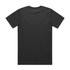 A black t-shirt with short sleeves, featuring a plain back design and a subtle logo on the side.