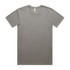 A plain olive green T-shirt with a round neckline and short sleeves, displaying a label and a branding logo.