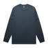A long-sleeve t-shirt in navy blue with a simple design and a logo on the label.