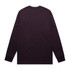 A long-sleeved tee in a deep purple shade, featuring a simple back design and a logo.